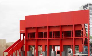 The vibrant red pavilion was designed by a group of dynamic Dublin-based practices: TAKA, Clancy Moore and Steven Larkin