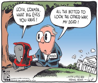 Political cartoon U.S. Trump scandals Mitch McConnell GOP Republicans