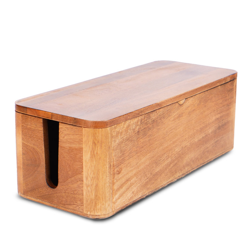 Luxedesigns Farmhouse Handcrafted Mango Wood Cable Management Box With Magnetic Closure &amp;amp; Reviews | Wayfair