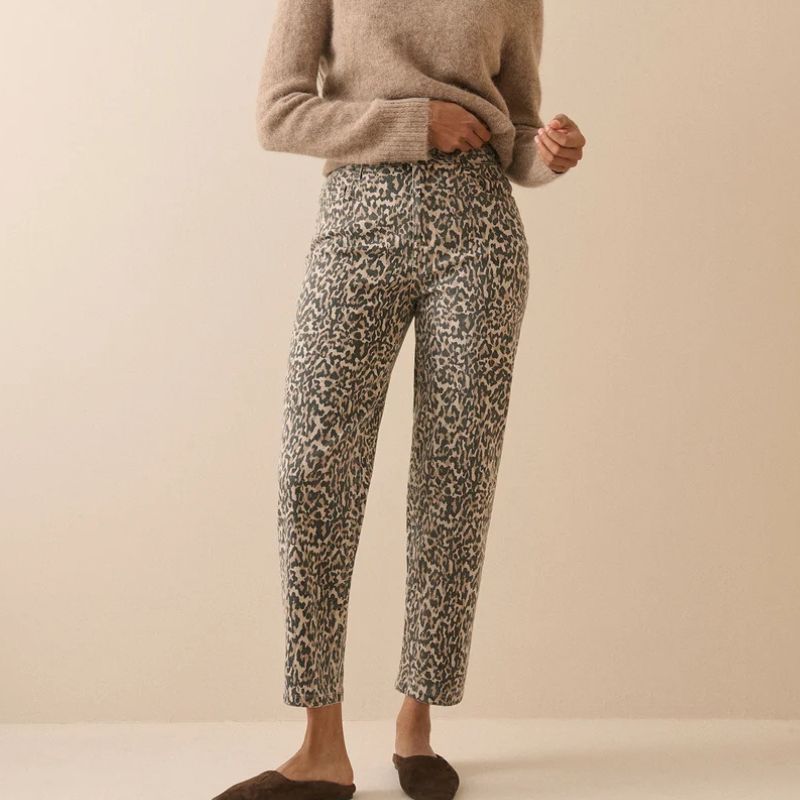 Nobody's Child , Leopard Print Mid Rise Camden Tapered Jeans
