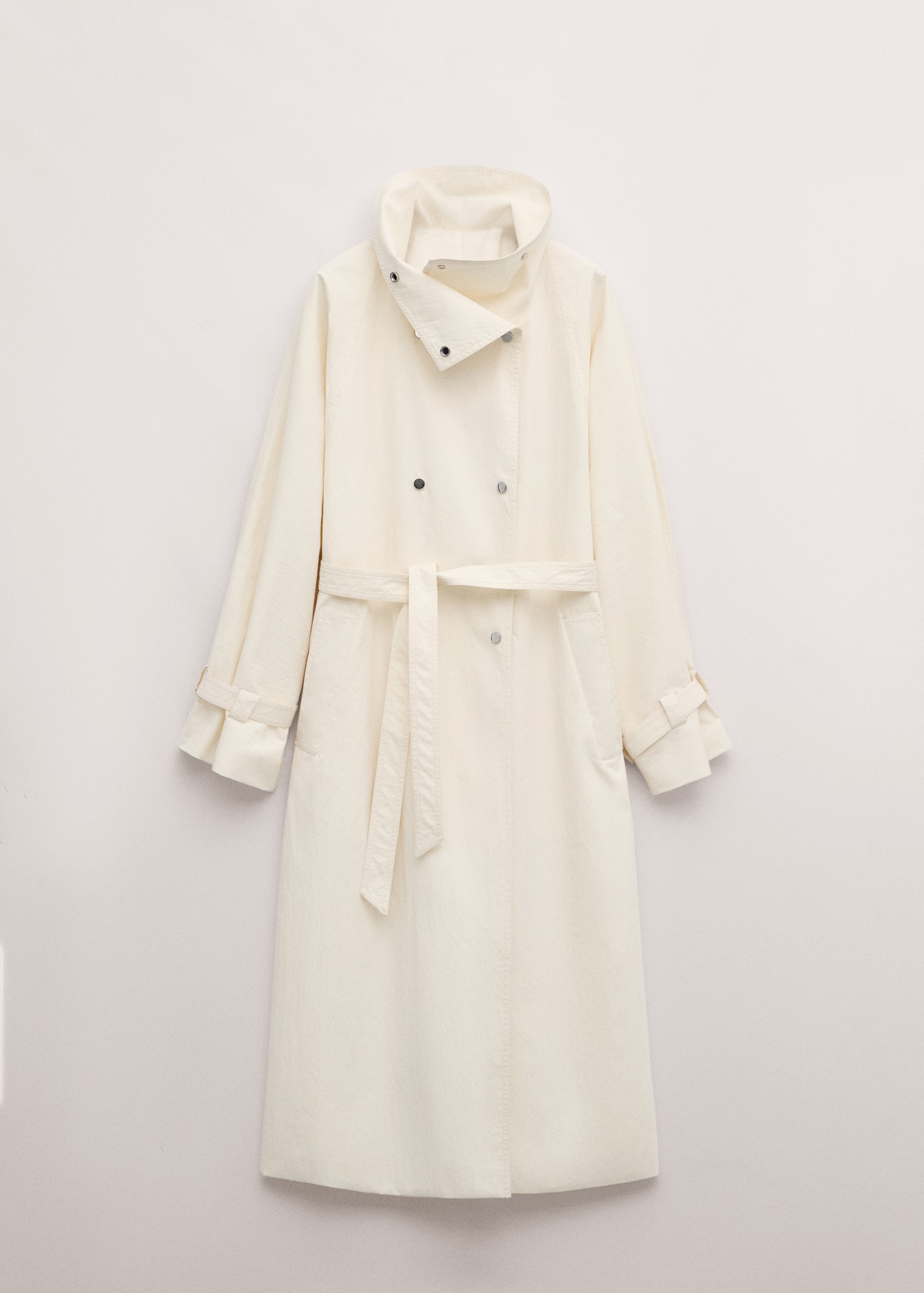 Oversized Funnel-Neck Trench Coat With Belt - Women | Mango Usa