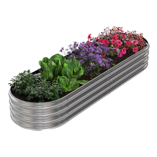 A galvanised raised planter