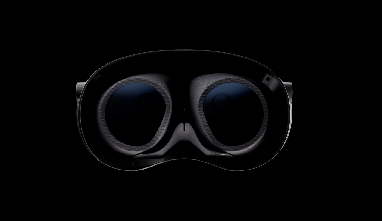 Pimax's new VR headset, the Crystal Pro, on a black background.