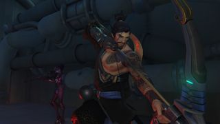 Hanzo aiming at something with Widowmaker behind him