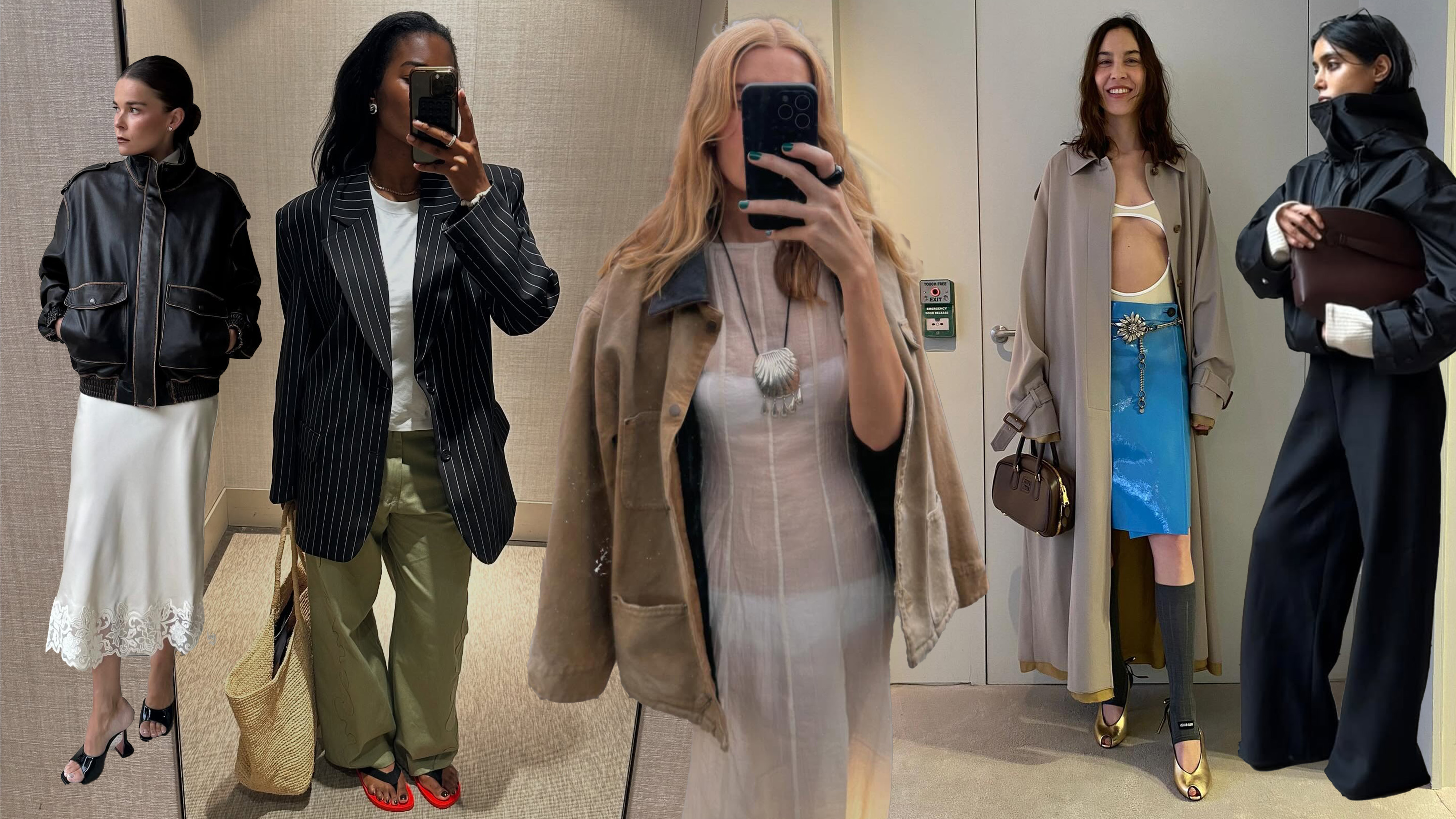 Five women wearing outfits with different aesthetic pairings.
