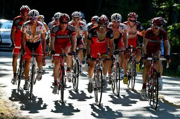 The bunch tackles the Paris Mountain climb for the last time.