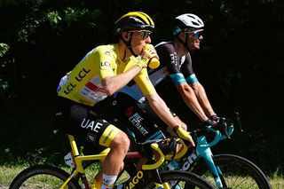 Mezgec and Tadej Pogačar on the last day of the 2021 Tour de France