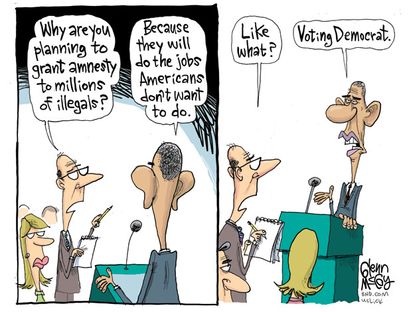 Obama cartoon immigration reform votes Democrat