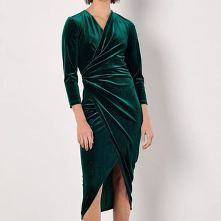 green velvet midi dress