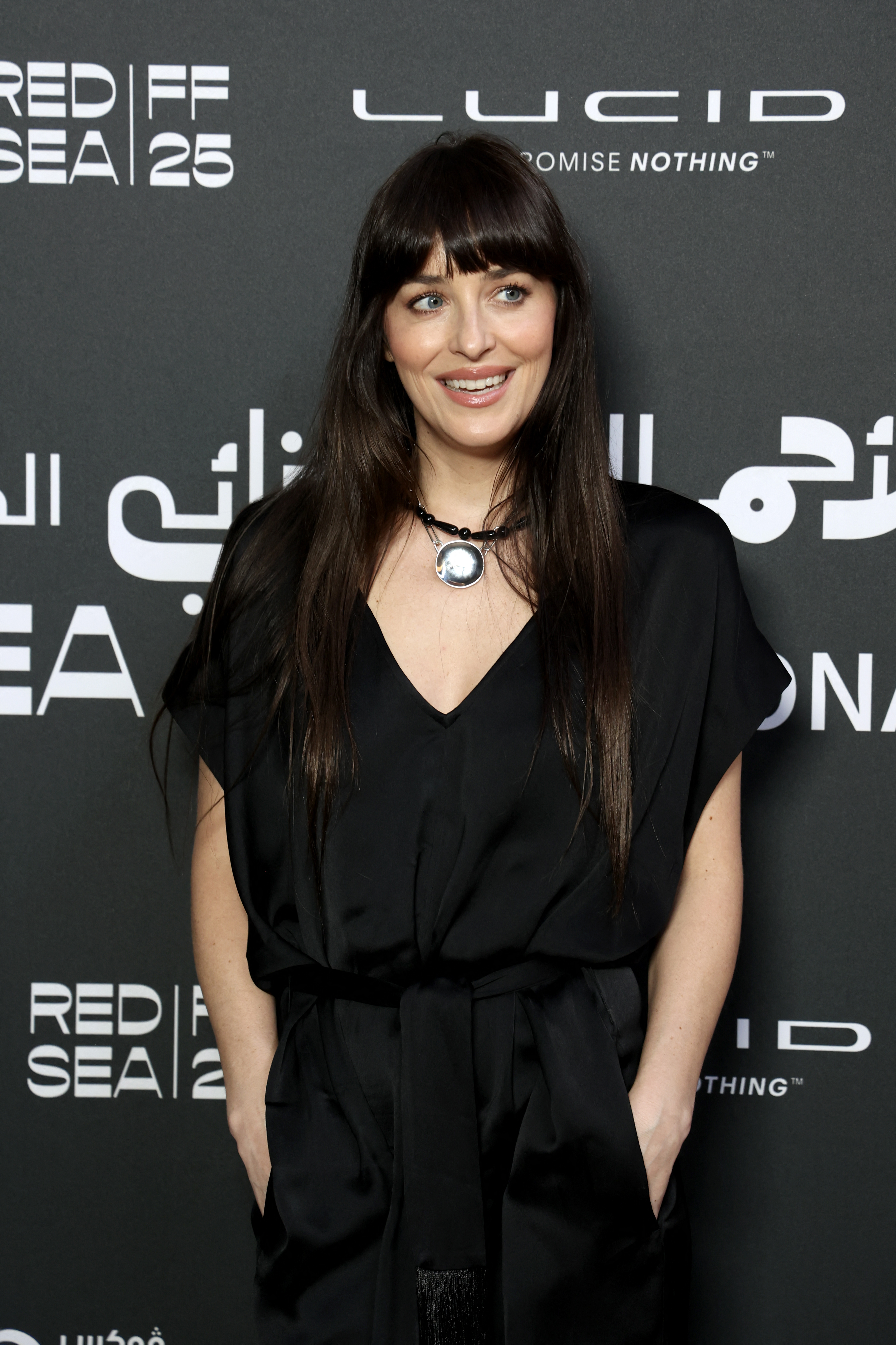 Dakota Johnson returned to the red sea film festival wearing a rare Phoebe Philo pendant necklace