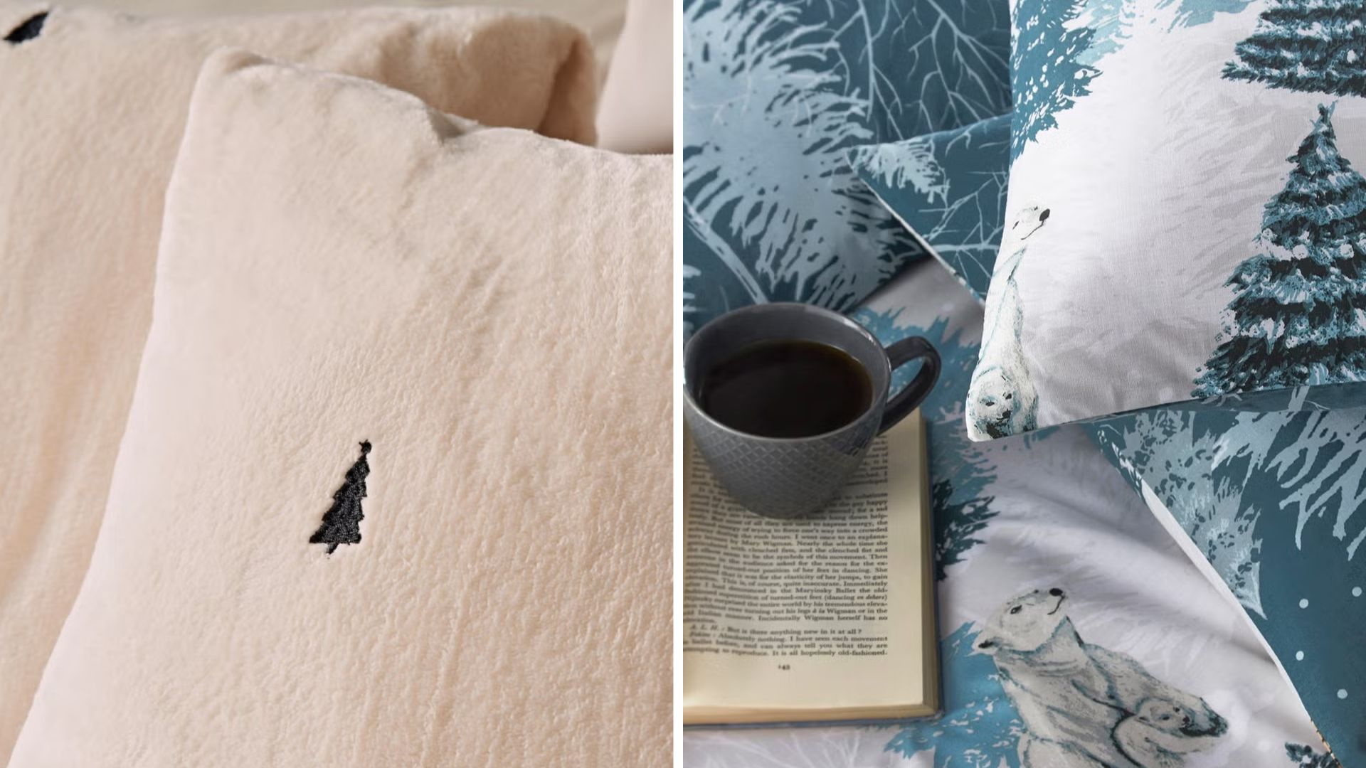 two close up shots of Matalan&#039;s Christmas bedding