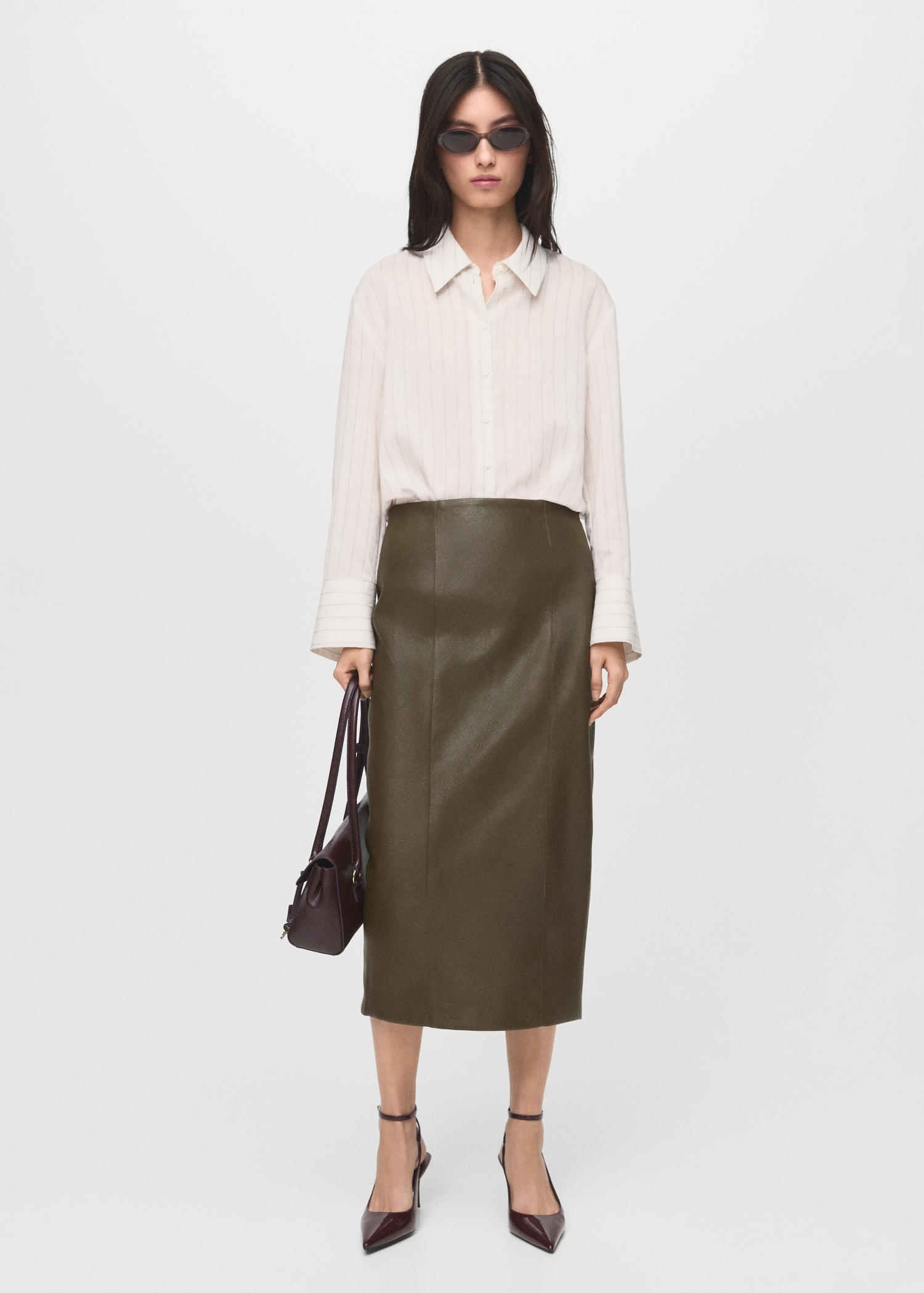 Faux-Leather Pencil Skirt - Women | Mango United Kingdom