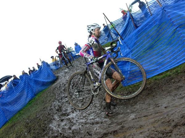 Natasha Elliott runs the muddy turn.