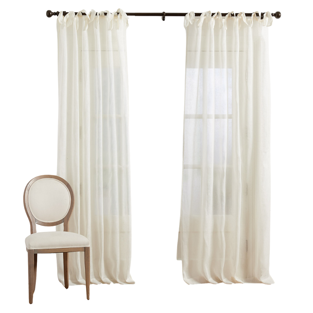 Linen Sheer Tie Top Drapery Panel