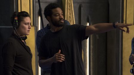Ryan Coogler directing on the Black Panther set