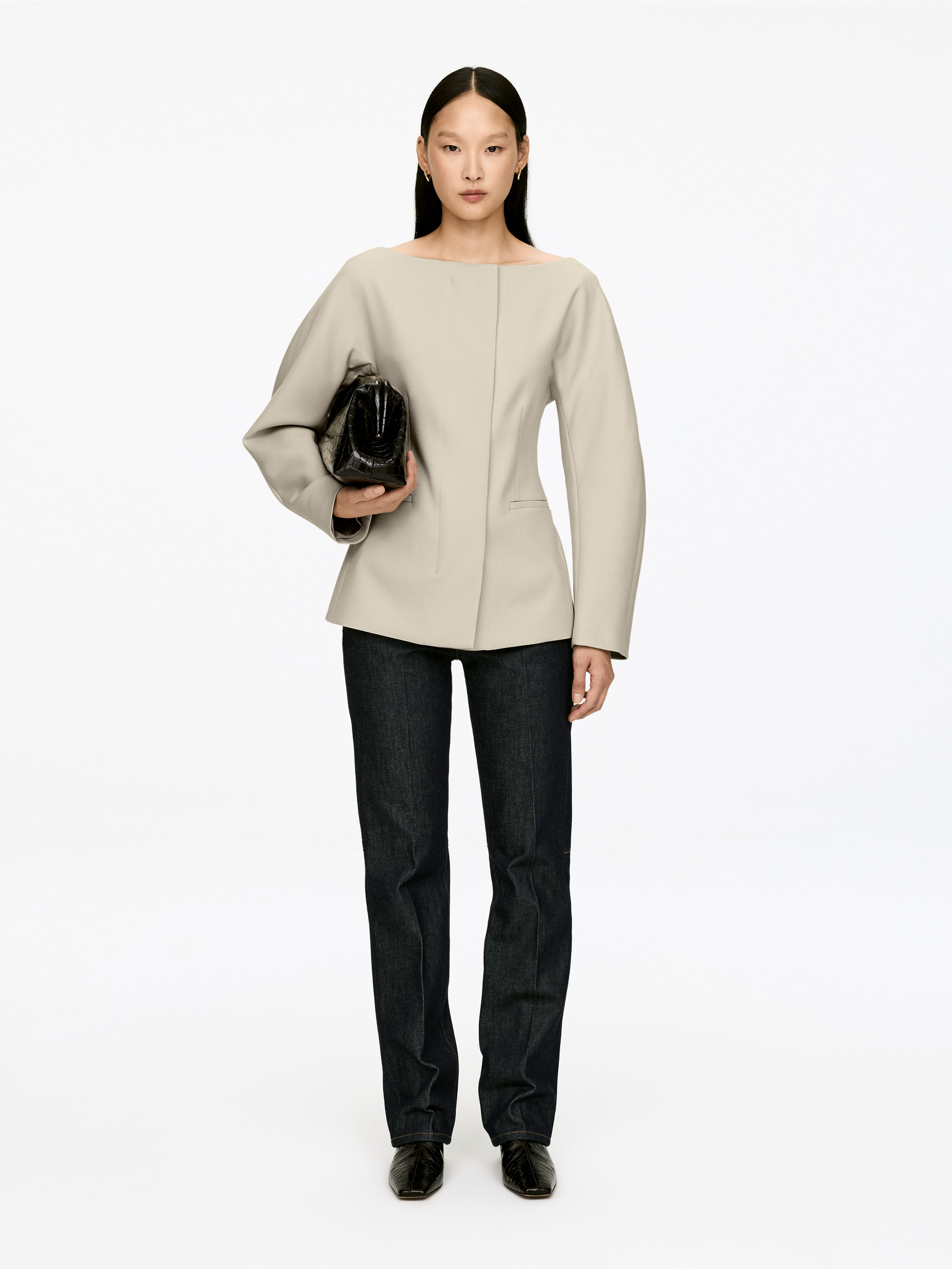 Open-Neck Blazer – Beige – Women – Arket Gb