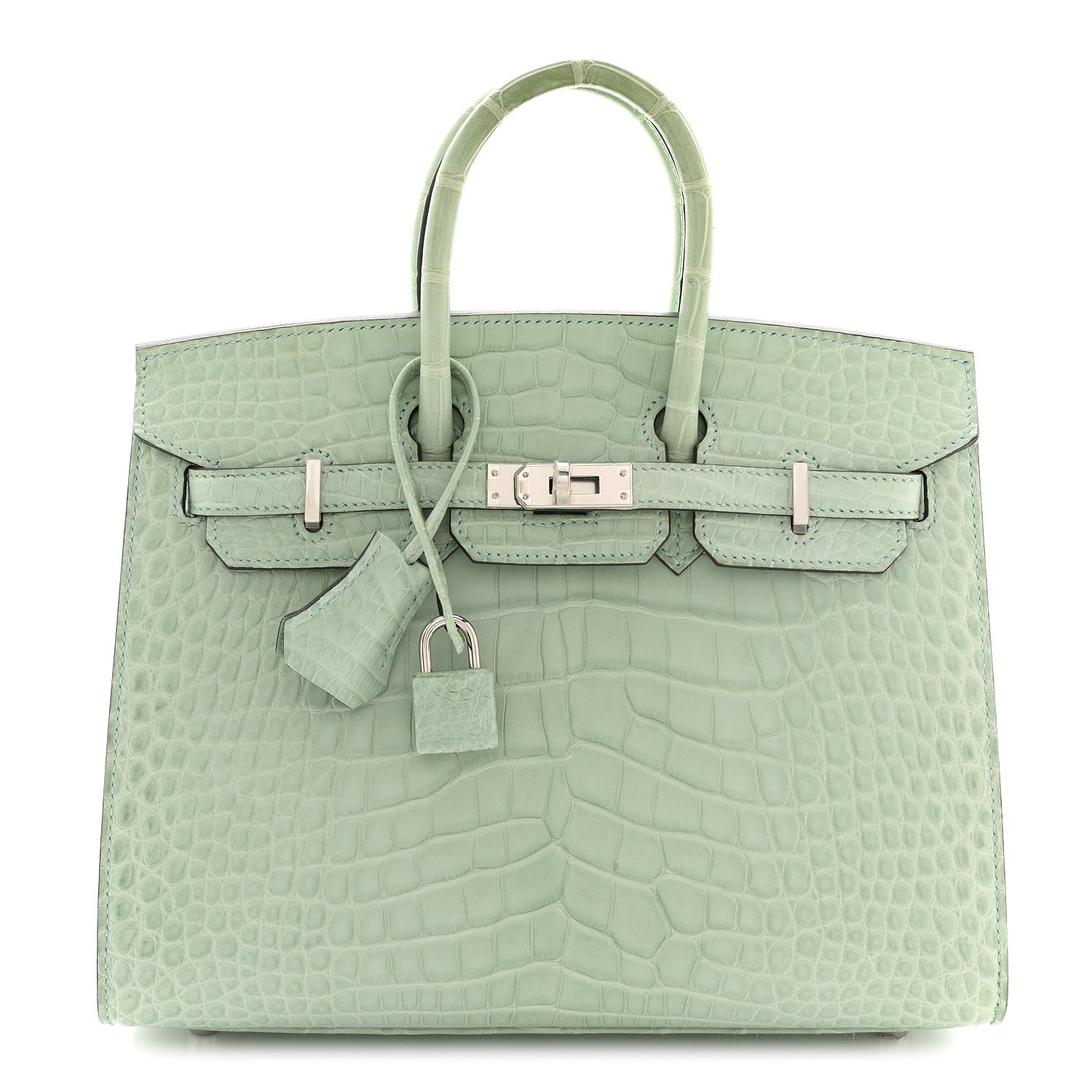 Hermes Matte Alligator Birkin Sellier 25 Vert D'eau