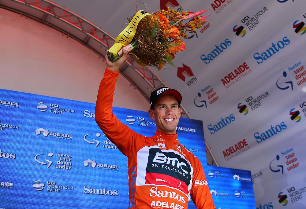 Richie Porte on the stage 2 podium at Tour Down Under