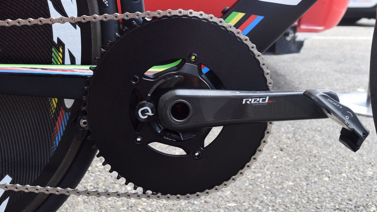The World Champion ran a 58T outer chainring for the relatively flat course