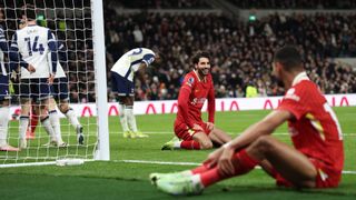 Dominik Szoboszlai laughing with Cody Gakpo during a recent Tottenham vs Liverpool game