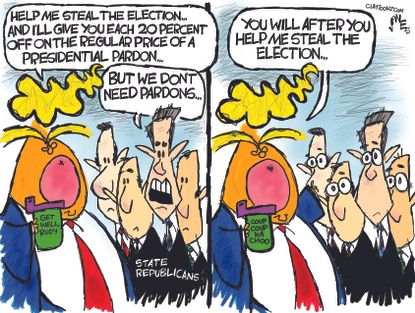 Political Cartoon U.S. Trump election steal GOP pardons