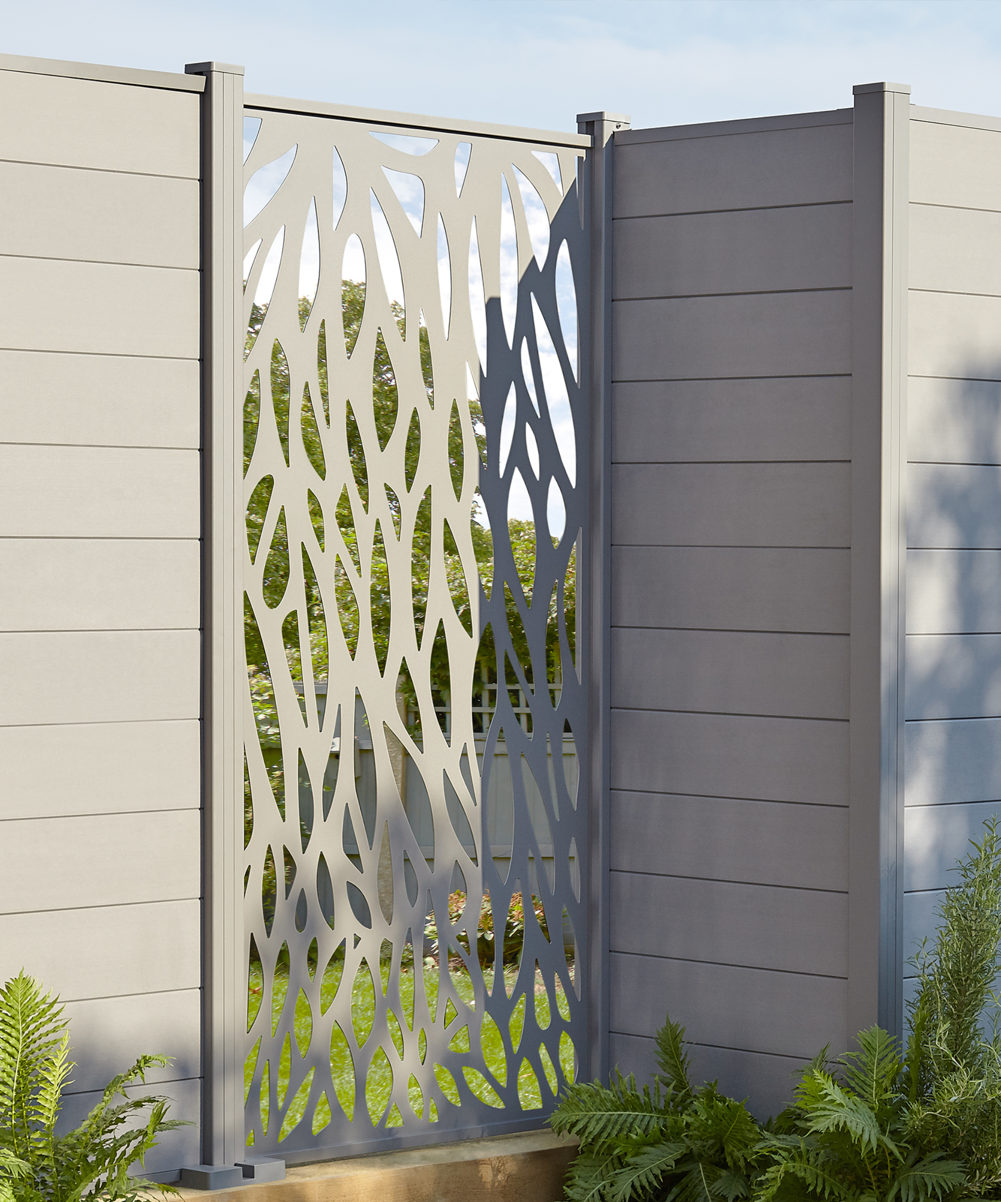 pale grey composite fencing
