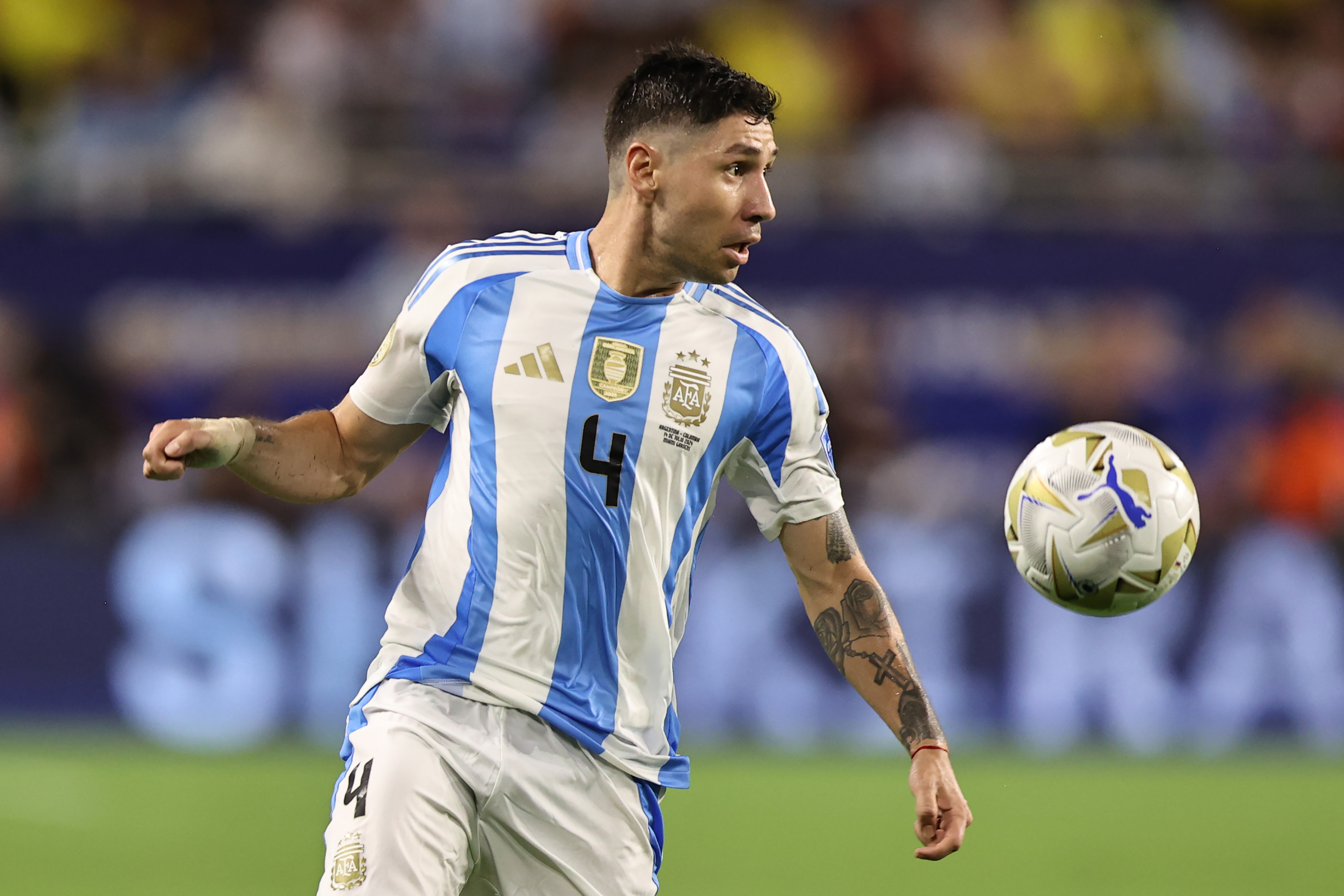 Gonzalo Montiel in action for Argentina against Colombia in the Copa America final in July 2024.