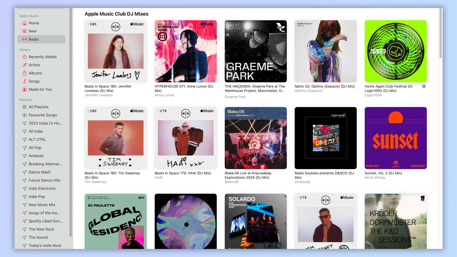 the apple music page showing apple music DJ mixes