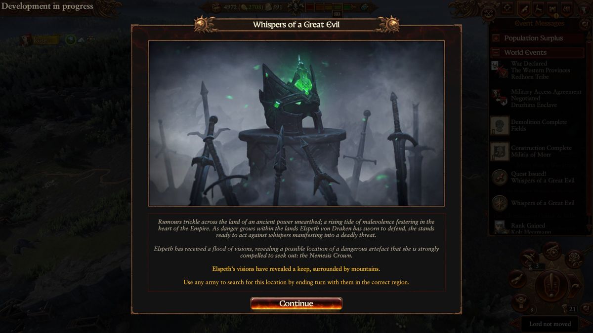 Total War: Warhammer 3 Elspeth's vision - Crown quest