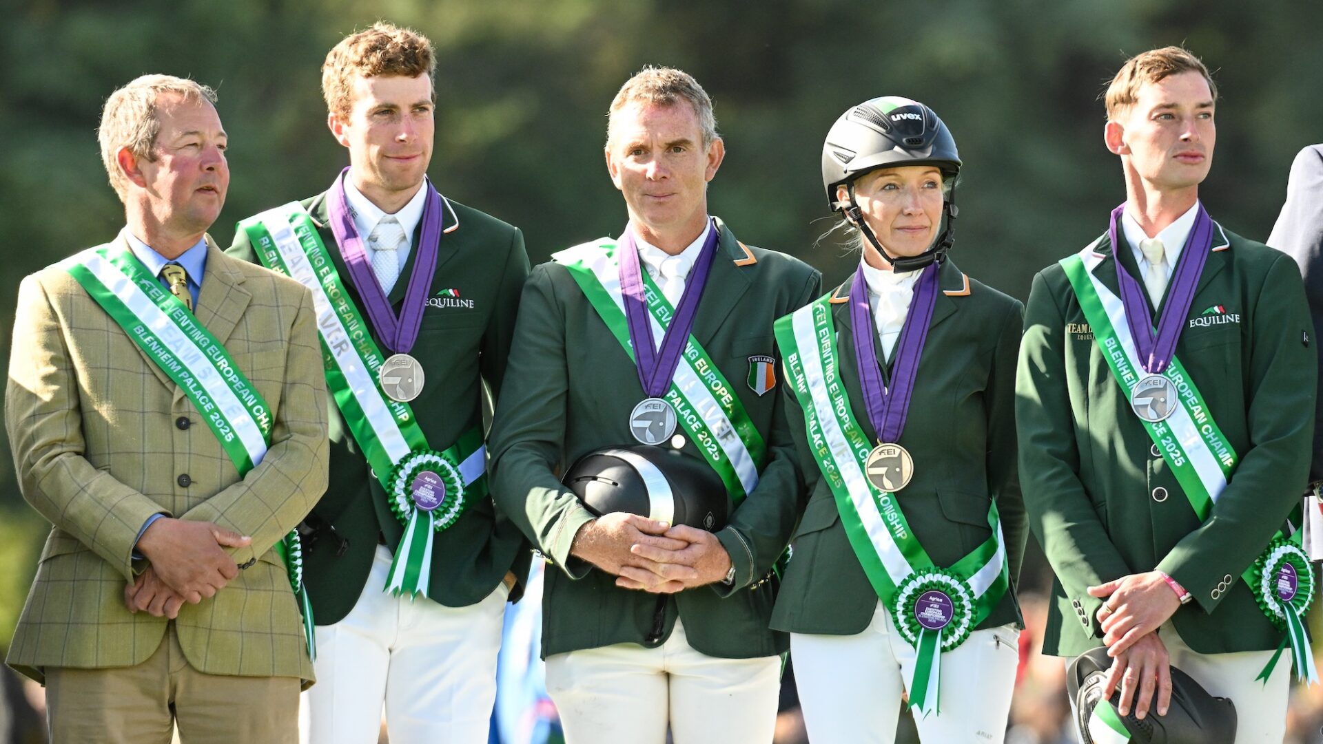 Team Ireland at Prize Giving for the Agria FEI Eventing European Championship, Blenheim Palace.
