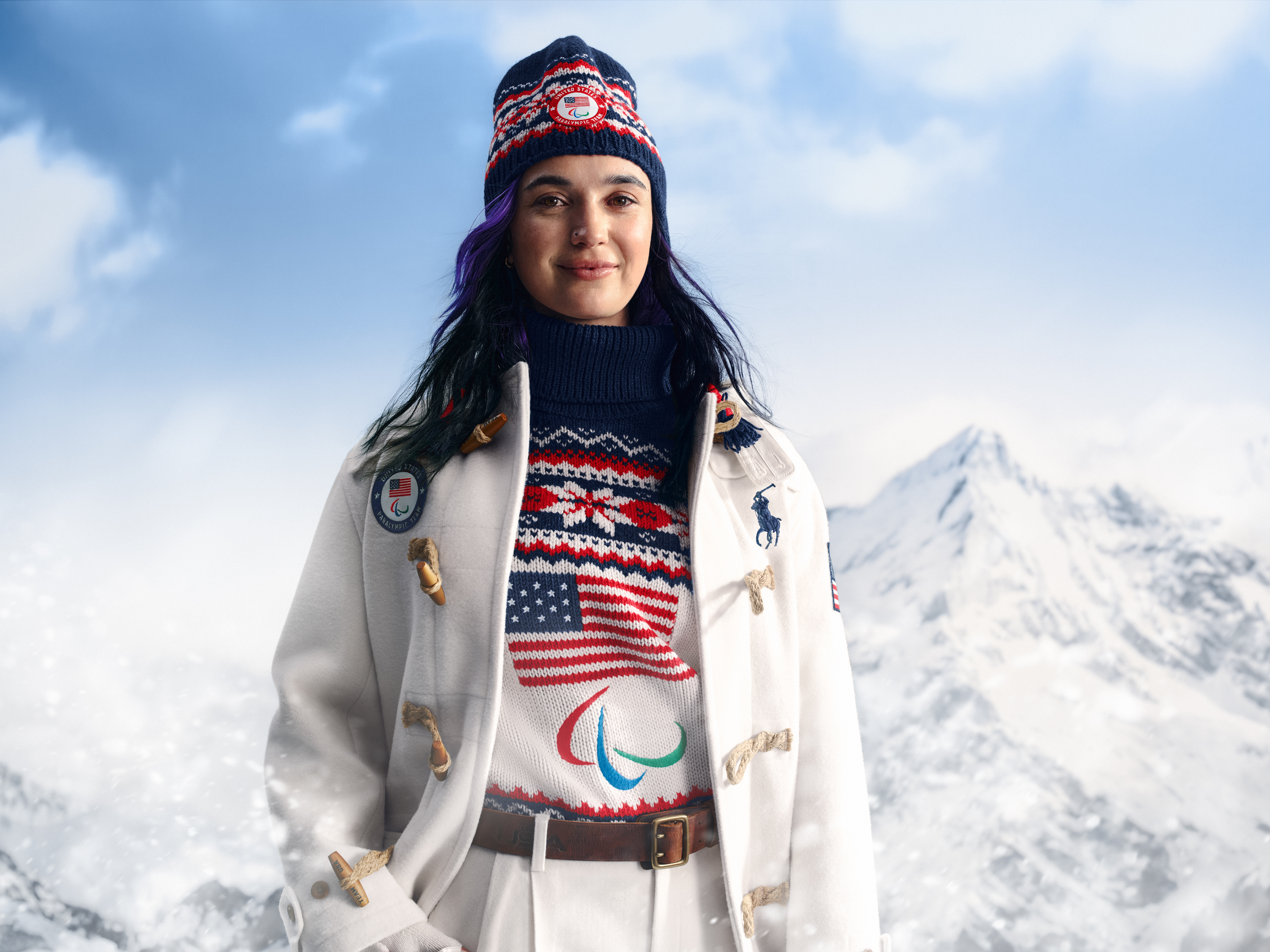 Brenna Huckaby wearing her ralph lauren team usa opening ceremony look