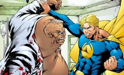 In the first issue of the comic "Foreskin Man" the presumably uncircumcised hero battles a villain - an image the Anti-Defamation League calls anti-Semitic.