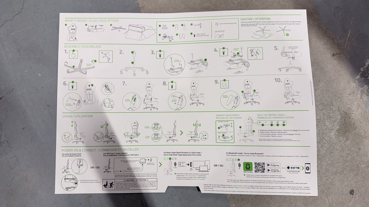 The Razer Soma Chroma's instruction manual