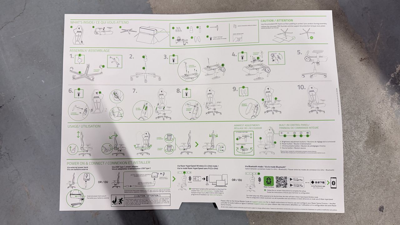 The Razer Soma Chroma's instruction manual