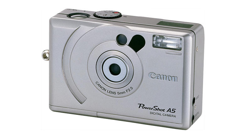 Canon compact camera against a white background
