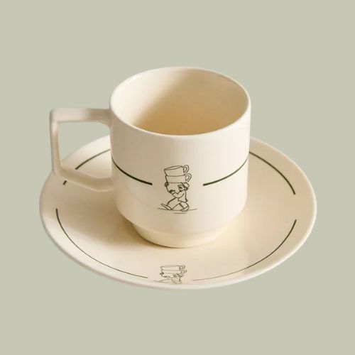 Stoneware Coffee Cup and Saucer