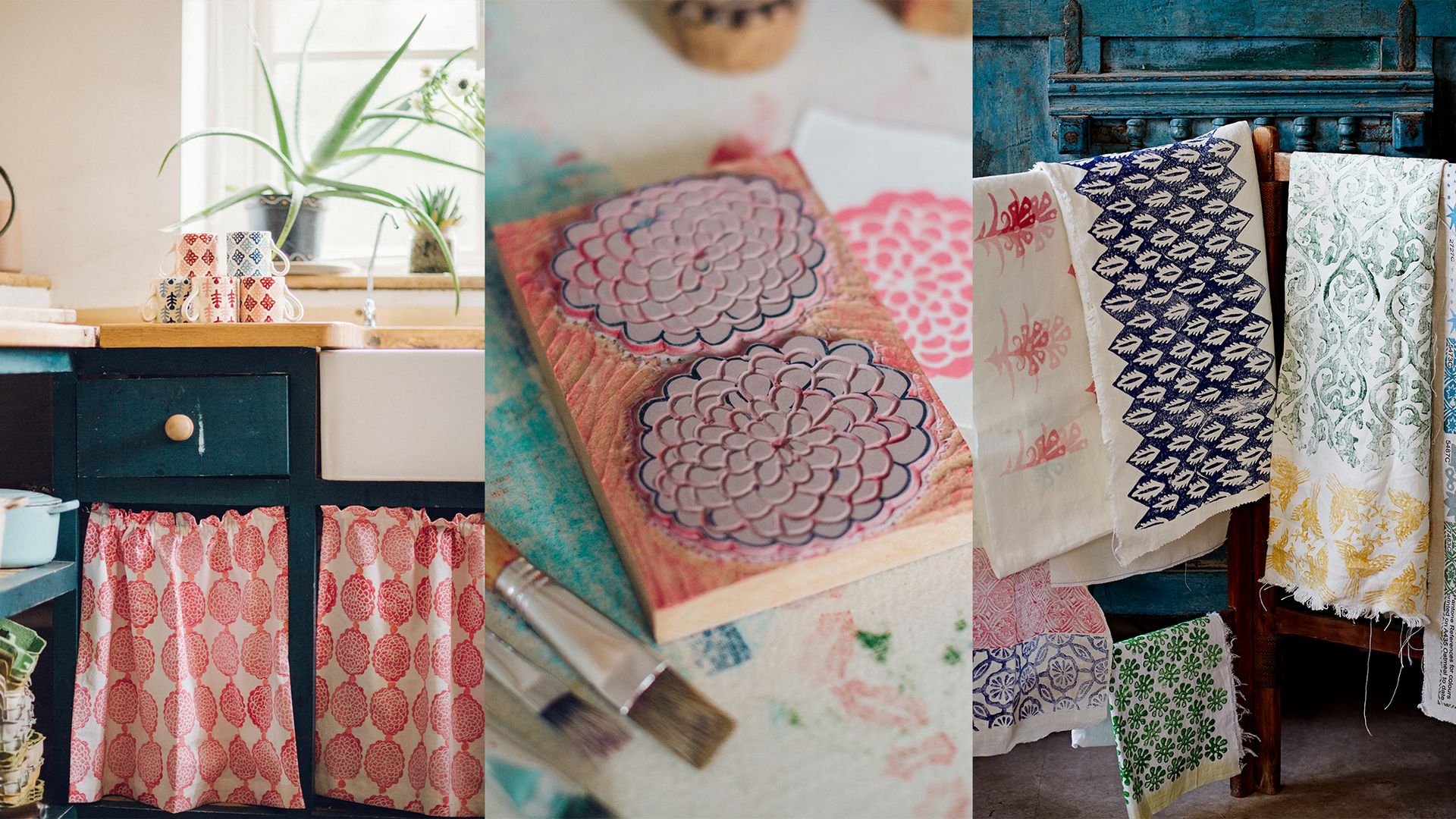 Block printing on fabric a simple step by step guide Homes & Gardens