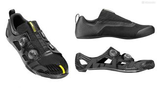 Mavic's Comete Ultimate shoe consists of a carbon shell and inner bootie