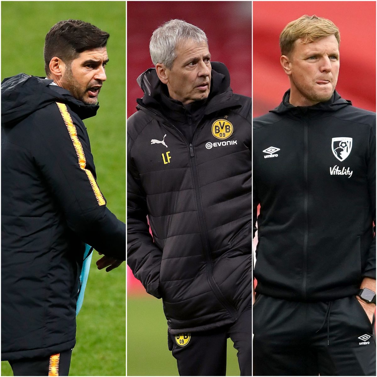 Paulo Fonseca, Lucien Favre and Eddie Howe