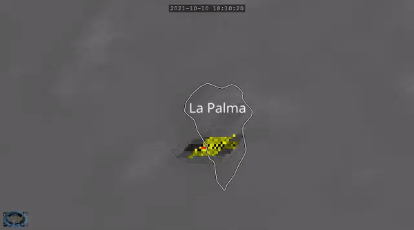 The U.S. weather forecasting satellite GOES East captured the intensifying La Palma volcanic eruption.