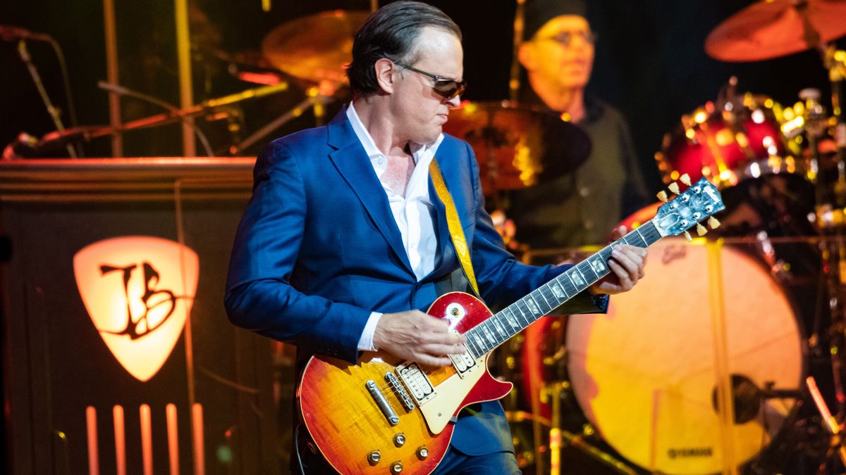 Joe Bonamassa performs on stage at SEC Armadillo on April 22, 2019 in Glasgow, Scotland.