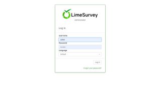 Screenshot of LimeSurvey admin login page.