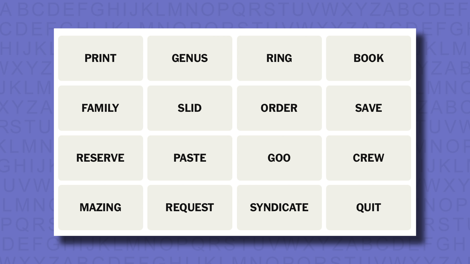 NYT Connections hints for game 729 on a purple background