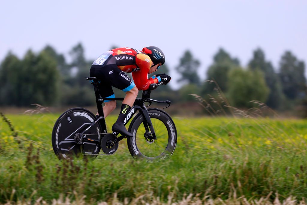 SLUIS NETHERLANDS AUGUST 24 Fred Wright of The United Kingdom and Team Bahrain Victorious sprints during the 19th Renewi Tour 2023 Stage 2 a 136km individual time trial stage from Sluis to Sluis on August 24 2023 in Sluis Netherlands Photo by Bas CzerwinskiGetty Images