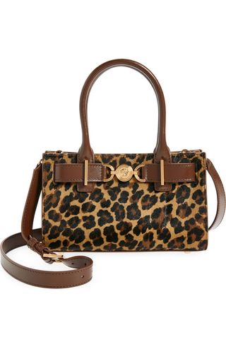 Small Medusa 95 Leopard Print Genuine Calf Hair Tote