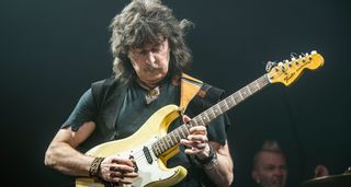 Ritchie Blackmore takes a solo on his Fender Stratocaster