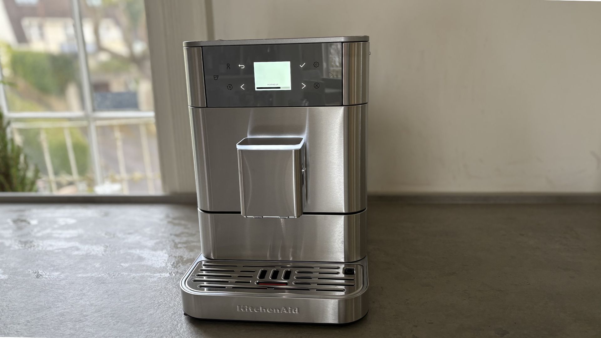 Testing the KitchenAid KF6 Fully Automatic Espresso Machine with it on the surface