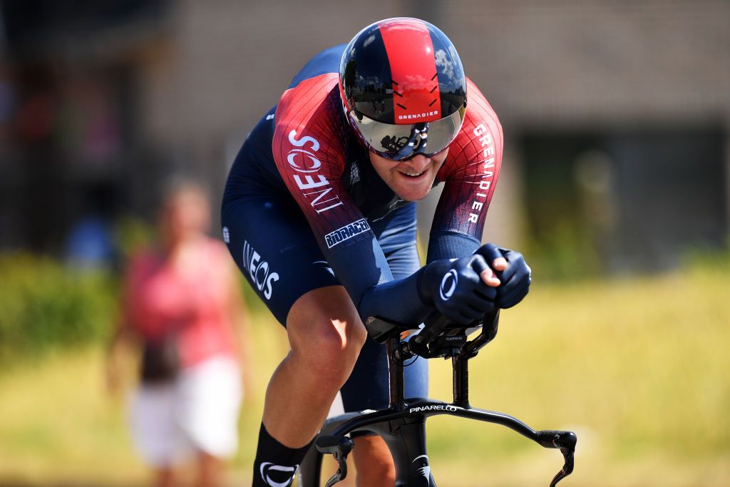 GAVERE BELGIUM JUNE 23 Laurens De Plus of Belgium sprints during the 123rd Belgian Road Championship 2022 Mens Individual Time Trial a 348km individual time trial one day race from Gavere to Gavere ITT BelgianCycling140 on June 23 2022 in Gavere Belgium Photo by Luc ClaessenGetty Images