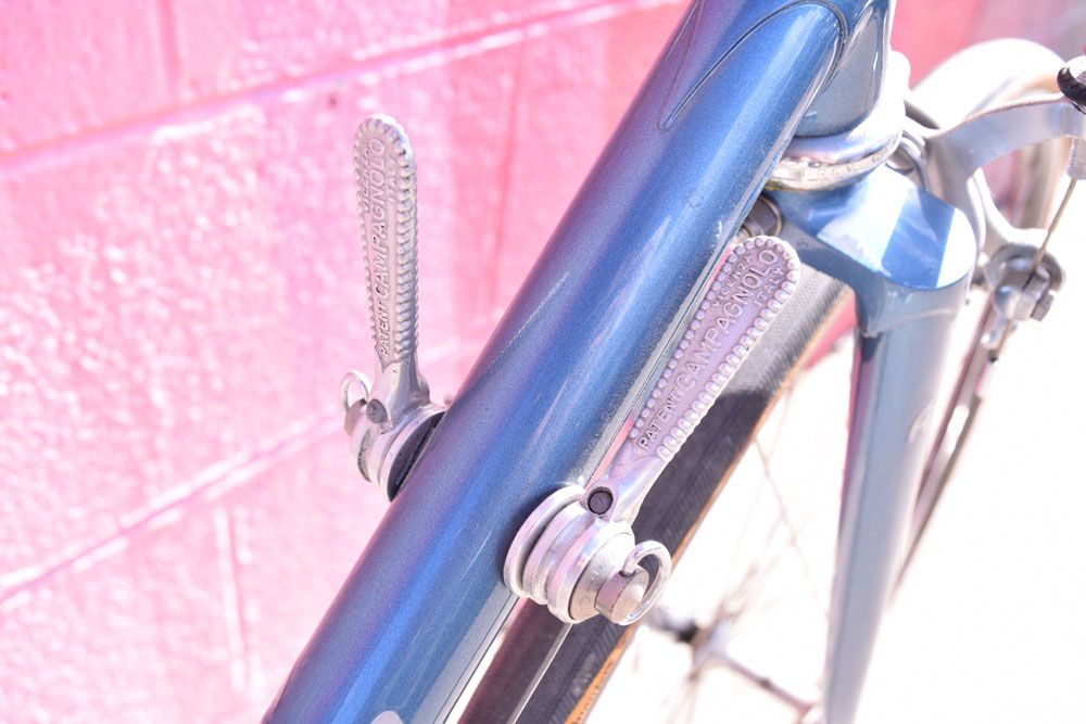 Delicate Campagnolo details are all over this bike