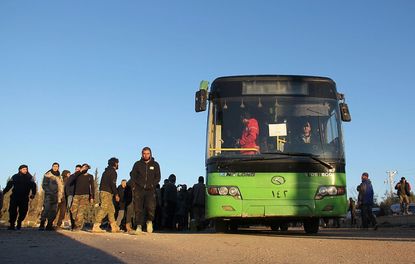 Rebels arrive in Idlib province from Aleppo